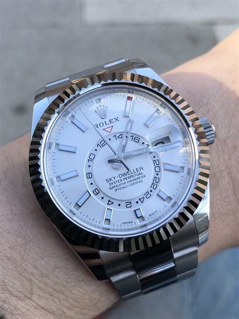 rolex skydweller white face|rolex sky dweller price uk.